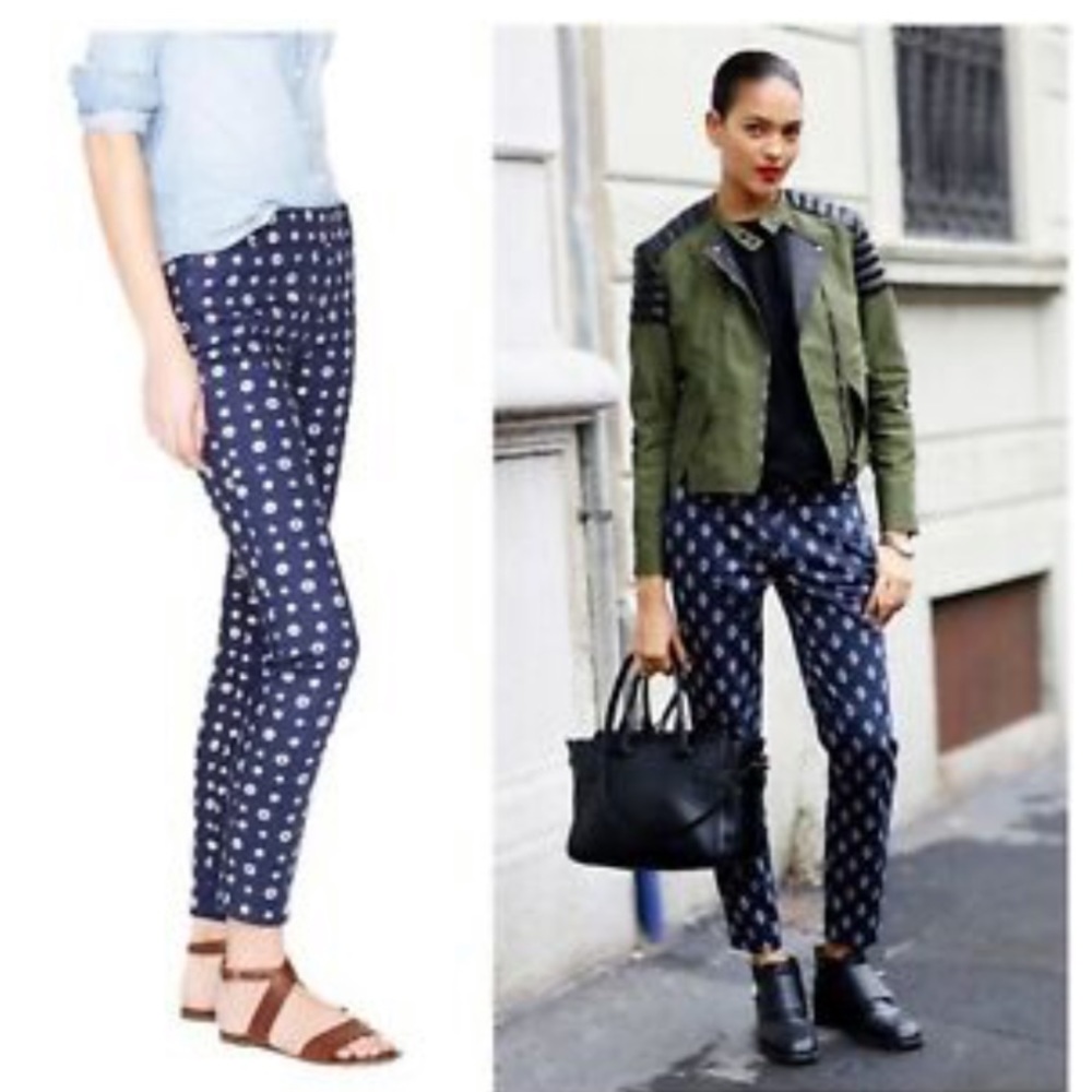 LAST CHANCE - J. Crew Minnie Pants Navy with Print